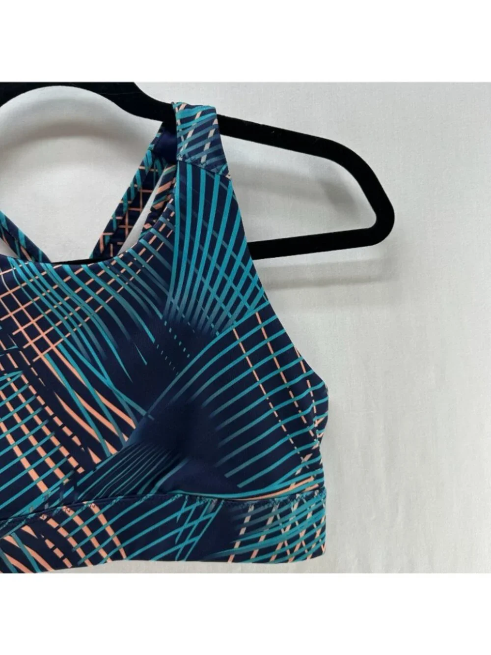 HYLETE Essence Sports Bra Sz M Strappy Crossback Pullover Geometric Blue Orange - Picture 5 of 6